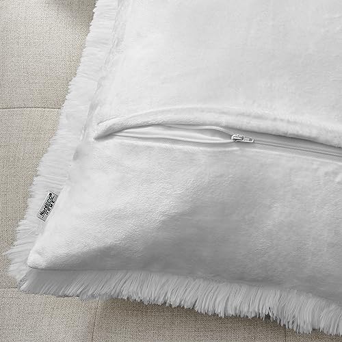 NordECO HOME Luxury Soft Faux Fur Fleece Cushion Cover Pillowcase Decorative Throw Pillows Covers, No Pillow Insert, 22" x 22" Inch,White, 2 Pack - color: A-white, size: 22" x 22" (Pack of 2)