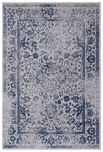 SAFAVIEH Adirondack Collection Accent Rug - 2'6" x 4', Grey & Navy, Distressed Vintage Floral Design, Non-Shedding & Easy to Clean, Ideal for Front Door, Kitchen, Entryway, Foyer (ADR109P) - color: Grey/Navy, size: 2'6" x 4' (Rectangular)