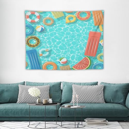 Kurtect Summer Theme Tapestry,Swimming Pool Fruit Cartoon Kids Teens Pattern Print Tapestries for Party Beach Picnic Blankets Tablecloths Living Room Wall Deocr, 30x40 in - color: style-2, size: 40"L x 30"W