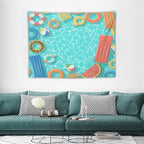 Kurtect Summer Theme Tapestry,Swimming Pool Fruit Cartoon Kids Teens Pattern Print Tapestries for Party Beach Picnic Blankets Tablecloths Living Room Wall Deocr, 30x40 in - color: style-2, size: 40"L x 30"W