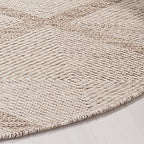 SAFAVIEH Montauk Collection Area Rug - 4' Round, Beige, Handmade Cotton, Trellis Design, Ideal for the Living Room, Bedroom, Dining Room (MTK821E-4R) - color: Beige, size: 4' (Round)