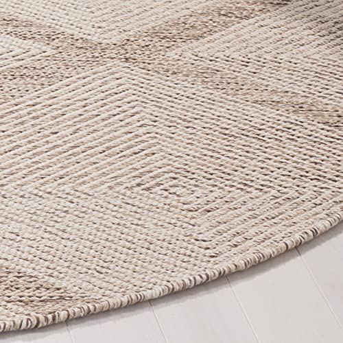 SAFAVIEH Montauk Collection Area Rug - 4' Round, Beige, Handmade Cotton, Trellis Design, Ideal for the Living Room, Bedroom, Dining Room (MTK821E-4R) - color: Beige, size: 4' (Round)