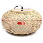 DYRABREST Antique Lantern Pendant Light - Bamboo Rattan Wicker Shade Ceiling Lamp with Adjustable Cord (16"/23.5"),Hanging Rattan Light Fixture for Kitchen,Dining, Living Room