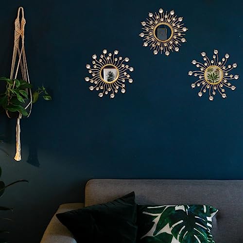 Mirror Wall Decor Wall Mirrors Decorative Sunburst Boho Mirror Gold Mirror Wall Art Metal Decor Mirror Hanging Living Room Bedroom Bathroom Set of 3 - color: Auratus Mirror