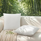a moment 2 Pack Bamboo Fiber Pillow Covers - Waffle Weave, Ultra Soft & Breathable, Euro Shams Cotton Throw Pillow for Couch, Sofa, Bedroom Living Room 26x26 Inch White - color: White, size: 26" x 26" (Pack of 2)