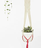 LIVALAYA Macrame Plant Hangers Wall Planter - Red Ombre 48 Inch, for Indoor or Outdoor, 100% Cotton Rope Hanging Plant Holder with Tassel for Flower Pots and Succulents - Modern Boho Home Décor