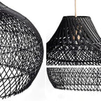 Natural Rattan Pendant Light for Kitchen Island, Ceiling Light Wicker Lampshade Lantern 14.1" Bamboo Lamp Hanging Light Ceiling Lighting Fixture Suitable for E26/27 Lamp Holder - color: Dark