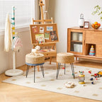 YMYNY Pouf Ottoman, Handmade Natural Water Hyacinth, Pastoral Style Footrest, Footstool with 4 Metal Legs Round Vanity Stool for Bedroom, Hallway, Living Room 12.59"L×12.59"W×17.71"H Natural UHBD029N - color: Natural Color