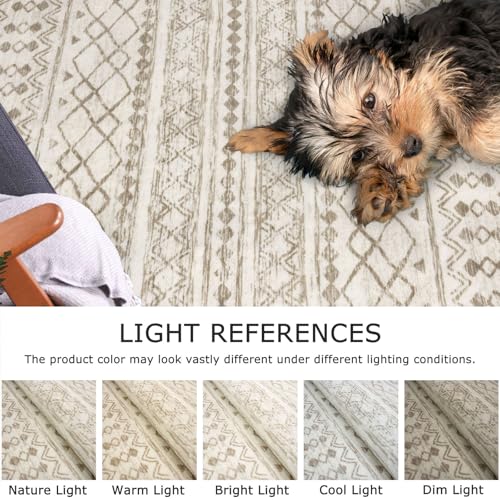 KUTA Washable Non-Slip Rugs for Entryway 2x3, Beige Moroccan Boho Small Area Rug, Ultra Soft Vintage Geometric Low-Pile Indoor Door Mat Floor Carpet for Indoor, Entrance, Kitchen, Bathroom, Bedroom - color: Beige/Brown, size: 2' x 3' (Rectangular)