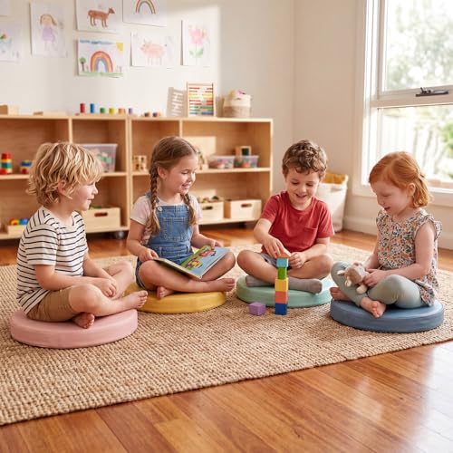 Juexica 4 Pcs Extra Thick Flexible Seating Floor Cushions Assorted Colored Pillow Floor Cushions for Classroom Soft Flexible Seating for Kids Learning Sitting Daycare School Chair (Hippie Boho Color) - color: Hippie Boho Color