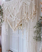 S.N.HANDICRAFTS Macrame Large Curtain Bohemian Boho Decoration Backdrop Wedding Wall Hanging (75X85) - size: 75" W x 85" L
