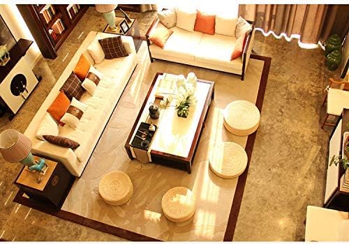 Japanese Style Handcrafted Eco-Friendly Padded Knitted Straw Flat Seat Cushion,Hand Woven Tatami Floor Cushion Corn Maize Husk (Dia40cm/15.8" x 10cm/4")