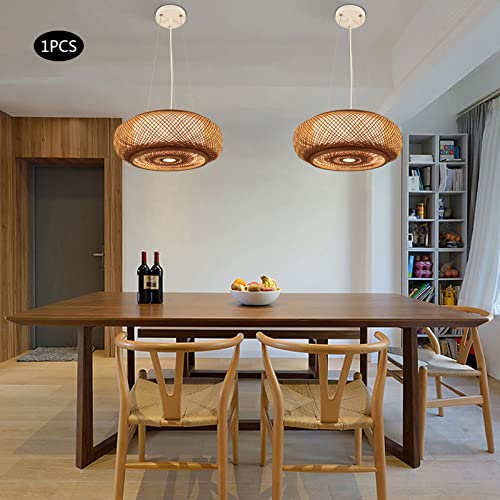 Bamboo Pendant Light 3 Light Handmade Woven Hanging Ceiling Light Wicker Rattan Hanging Lights Fixture for Bedroom, Kitchen Island