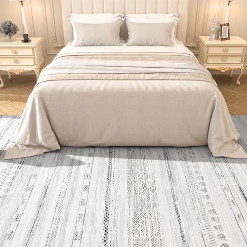4x6 Area Rugs for Living Room Machine Washable Rug Distressed Indoor Carpet Neutral Moroccan Boho Rug Ultra Soft Area Rug for Bedroom Dining Room Playroom Office, Black - color: Black, size: 4' x 6' (Rectangular)