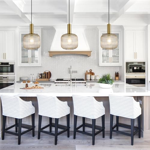 8 Inch Amber Glass Pendant Lights Small Modern Chandelier Pendant Lighting Mid Century Hanging Lights Adjustable Kitchen Island Light for Dining Room Bedroom Hallway - color: 8 Inch Amber