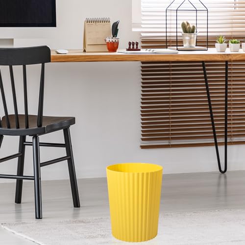 JiatuA Small Trash Can Plastic Wastebasket Round Garbage Container Bin for Bathroom, Kitchen, Bedroom, Home Office, College Dorm, Yellow - color: Yellow, size: 1.8 Gallons