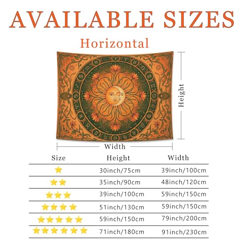 Water Lily and Sun Orange Green Tapestry, Floral Mandala Bohemian Decorative Wall Hanging, Aesthetic Tapestries for Living Room, Bedroom, Meditation 90x70 Inch - size: 90x70 Inch