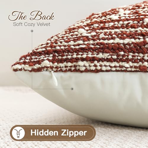 Artscope Lumbar Throw Pillow Cover 14x36 Super Thick Body Pillow Cover Decorative Boucle Textured Morden Neutral Accent Italian Style Pillowcase for Bedroom Living Room Couch Sofa Home Décor-Rust - color: Rust, size: 36" x 14" (Pack of 1)