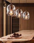 CASAMOTION Glass Pendant Light Gold and Clear Organic Globe Ceiling Hanging Fixtures Modern Industrial Ambient Lighting Over Kitchen Island Sink Bar Counter Porch Small Medium Lamp 8 Inch H - color: Clear+Gold 8"H-1 Pack