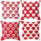 Fourluoo 4 Pcs Valentine's Day Throw Pillow Covers 18x18 Inch Soft Heart Decorative Pillowcase Plush White Red Soft Plush Pillow Covers Cushion Case Decorations for Sofa Living Room Valentine Gift - style: Heart