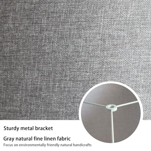 Gray Lamp Shades Set of 2, Medium Drum Lamp Shade 13"Top x 13"Bottom x 10"High(Spider), Lampshades Replacement for Table Lamps Floor Lamps, Natural Linen Hand Crafted, Easy Assembly Required - color: Gray, size: 13*13*10 inch-2 Pack