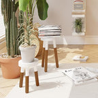 LitaEther 9" Reverse Dipped Wood Plant Stand, Wood Accent Stool,Milking Stool Set (12"+16" Tall) - size: 12"+16" Tall