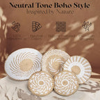Crafts Central Boho Wall Basket Decor with Included Wall Hooks – Rattan Hand Crafted Wall Art - Bohemian Rustic Home Décor for Kitchen, Living Room, and Bedroom - Set of 5 Woven Baskets