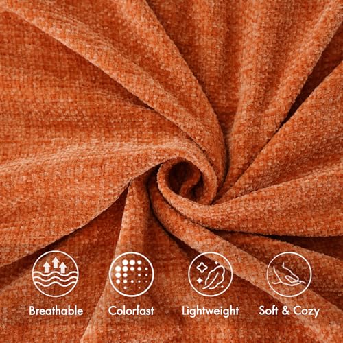 BATTILO HOME Burnt Orange Chenille Throw Blanket for Couch, Soft Cozy Knitted Fall Throw with Tassels, Lightweight Throw Blanket for Fall Decor Bed Sofa Living Room, 50"x60" - color: Orange