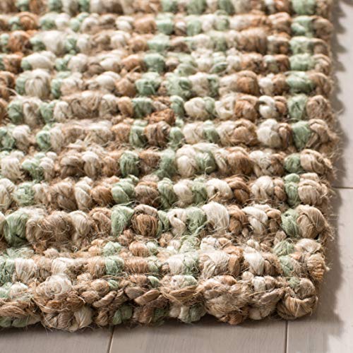 SAFAVIEH Area Rug 2x3 - Natural Fiber Collection - Sage & Natural Brown, Handmade Jute, Farmhouse Style, Chunky Textured Thick Pile (NF447S) - color: Sage/Natural, size: 2' x 3' (Rectangular)