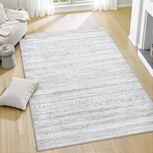 3x5 Area Rug Machine Washable Non Slip Rug Distressed Neutral Moroccan Boho Rug Ultra Soft Indoor Rugs for Bedroom Living Room Entryway Kitchen Foyer Bedside, Grey - color: Grey, size: 3' x 5' (Rectangular)