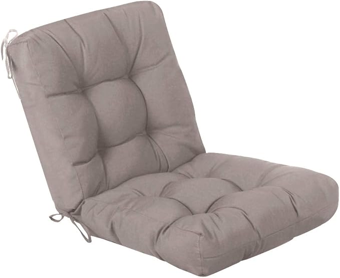 QILLOWAY Outdoor Seat/Back Chair Cushion Tufted Pillow, Spring/Summer Seasonal All Weather Replacement Cushions. (TAN/Grey)