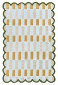 Hand Tufted Wool Rug with Scalloped Edges, Light Blue Plaid Pattern, Soft Area Rug for Living Room, Bedroom, and Nursery, Handmade Modern Accent Rug, Meadow Sky, 8'x10' - size: 8' x 10' (Rectangular)