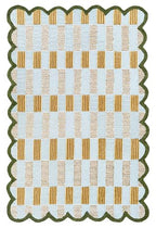 Hand Tufted Wool Rug with Scalloped Edges, Light Blue Plaid Pattern, Soft Area Rug for Living Room, Bedroom, and Nursery, Handmade Modern Accent Rug, Meadow Sky, 8'x10' - size: 8' x 10' (Rectangular)