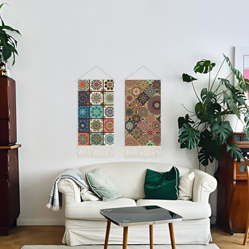 capasin Mandala Boho Macrame Wall Hanging Tapestry For Bedroom Tapestries Vertical Art Fabric Decor Door Living Room Bohemian (Style B, 17.5 * 43) - style: Style B