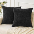 MIULEE Pack of 2 Black Throw Pillow Covers 16x16 Inch Soft Chenille Pillow Covers for Sofa Living Room Couch Solid Dyed Cases - color: Black, size: 16" x 16" (Pack of 2)