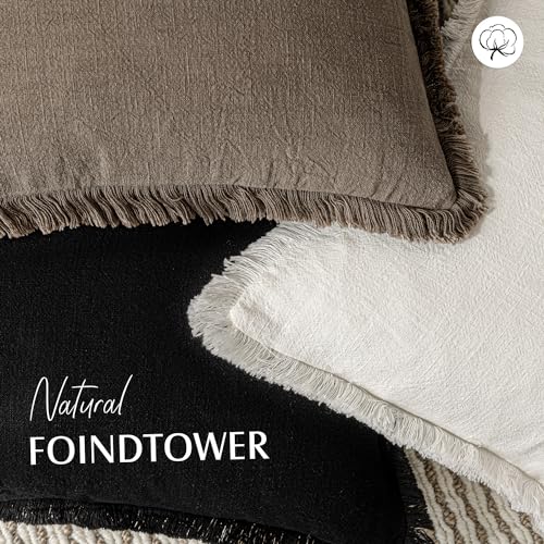 Foindtower Decorative Linen Fringe Throw Pillow Covers Cozy Boho Farmhouse Cushion Cover with Tassels Soft Accent Pillowcase for Chair Sofa Bed Living Room Home Decor, 16×16 Inch, 1PC, Light Brown - color: Cocoa Brown, size: 16" x 16" (Pack of 1)