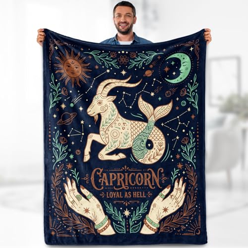 Aimego Capricorn Zodiac Celestial Astrology Flannel Blanket, Birthday Gift for Capricorn Women Men, Boho Constellation Soft Lightweight Throw for Couch Bed Sofa Home Decor, 50"x60" - color: A-capricorn Blanket