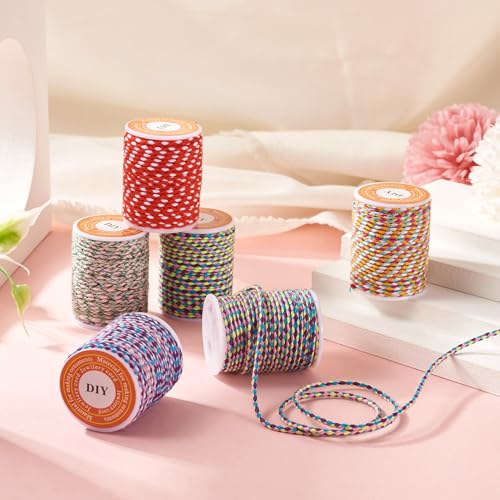 25.8 Yards 1.5mm 4-Ply Polycotton Cord Handmade Macrame Cord Metallic Beading Thread for Friendship Bracelet DIY Craft String Knitting Macrame Rope Wall Hangers Decoration - color: Mixed Color 2, size: 1.5mm