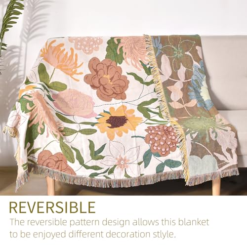 Pattern Throw Blanket for Couch, Throw for Bed, Outdoor Blanket, Retro Decor,51"×63" All Season Ultra Soft Floral Throw Blanket with Tassels for Sofa Chair, Yellow - color: Natural Orange Floral, size: 51"×63"