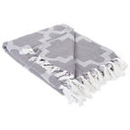DII Modern Moroccan Cotton Blanket Throw with Fringe for Couch, Chair, Guest Room, Picnic, Camping, Beach, & Everyday Use, 50x60, Gray - color: Gray