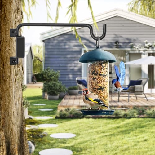 AILIN YELOKIE 12" 360° Swivel Plant Hanger - Heavy Duty Solid Steel Wall Hook, 12-Directional Adjustable for Bird Feeders, Outdoor/Indoor Plants, Garden & Patio - color: Black, size: 12in-1-U-Swivel