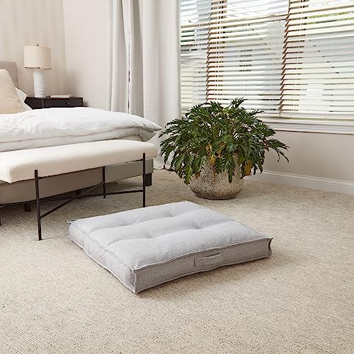 Square Tufted Floor Pillow with Removable Cover, Cement, Medium (32") - color: Cement, size: Medium (32")