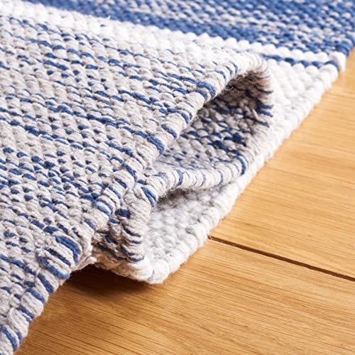 SAFAVIEH Striped Kilim Collection Runner Rug - 2'3" x 8', Grey & Blue, Flat Weave Cotton Design, Easy Care, Ideal for High Traffic Areas in Living Room, Bedroom (STK804M) - color: Grey/Blue, size: 2'3" x 8' (Runner)