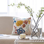 YIcabinet Pillow Covers Set of 2, Embroidered Flower Pattern Throw Pillow Cover,Square Cotton Cushion,Pillow Case for Sofa Bedroom Couch,18"x18" - color: Flower Pattern