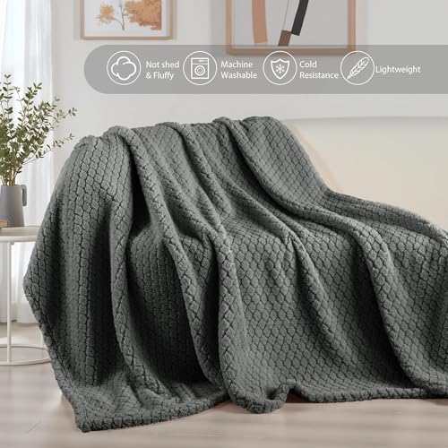 Exclusivo Mezcla Fleece Throw Blanket for Couch and Bed,Extra Soft Warm Decorative Fuzzy Throws for Women,Lightweight Cozy Blankets Size 50x60 Inches, Dark Grey - color: Dark Grey, size: Throw ( 50x60 IN )