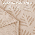 Exclusivo Mezcla Fleece Throw Blanket for Couch, Super Soft and Cozy Blankets All Season Use, Leaves Pattern, Plush Fuzzy Lightweight, Camel, 50x60 Inch - color: Camel, size: Throw(50"x60")