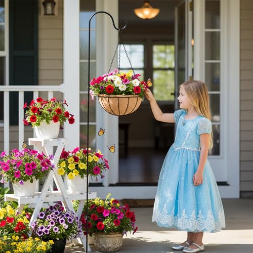 4 Pack 12 Inch Hanging Baskets for Plants Outdoor Metal Hanging Planter Basket with Coco Coir Liner Hanging Flower Baskets Hanging Flower Pots Holder for Garden, Patio(Watermelon) - size: 12 Inch, style: Garden
