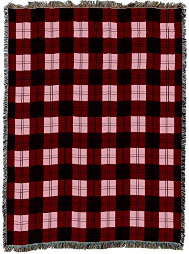 Pure Country Weavers Plaid Blanket Watermelon - Patterns Gift Tapestry Throw Woven from Cotton - Made in the USA (72x54) - color: Watermelon