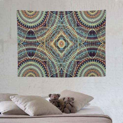 KANEPE Boho Mandala Tapestry Abstract Boho Square Round Ornament Pattern Wall Hanging Tapestries Home Decor for Living Room Bedroom Apartments Farmhouse Dorm,40inx30in (102×76cm)【Small】 - color: Boho-18, size: 40Wx30L