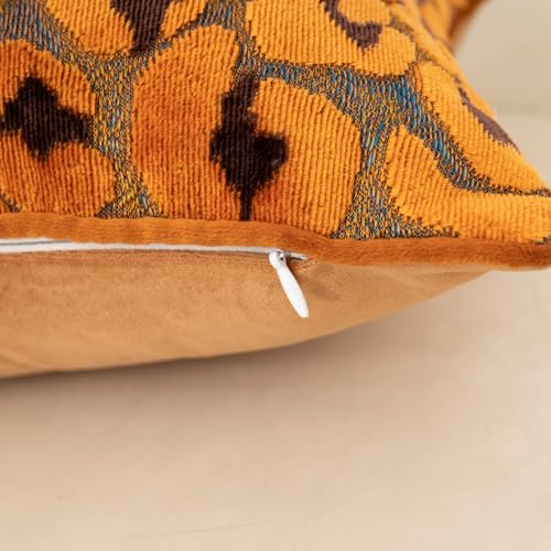 Alerfa Orange Floral Throw Pillow Cover 12 x 20 Inch Cut Velvet Rectange Luxury Decorative Lumbar Pillow Cover for Couch Living Room Bedroom - color: Orange, size: 20" x 12" (Pack of 1)